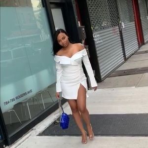 White Bardot blazer dress